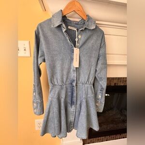 Mon Renn Lain Denim Shirt Dress Size XS - UK/AUS Sz. 6 Long Sleeve NWT